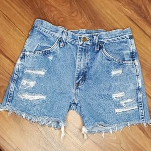 Wrangler Rustler, Distressed Blue Jean Shorts